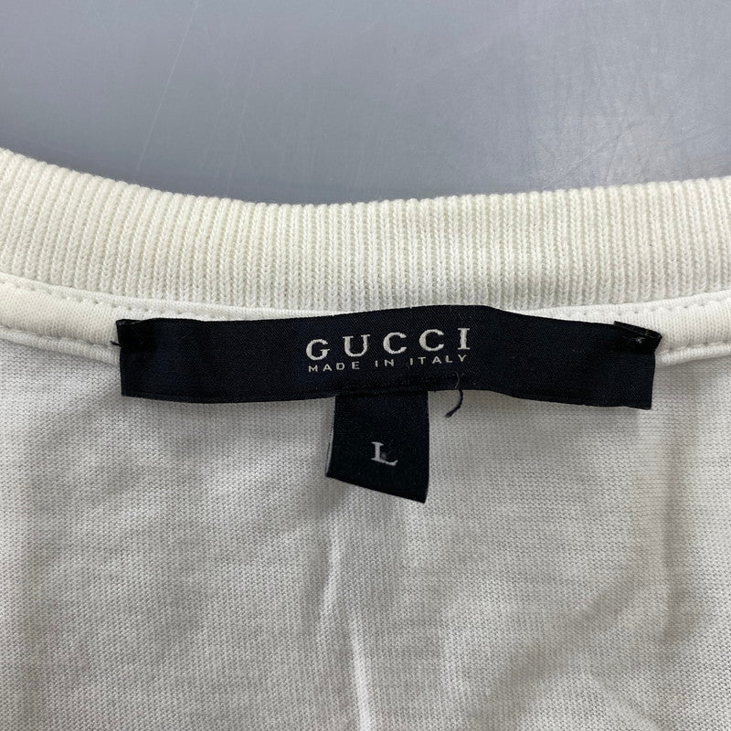 【中古品】【メンズ】 GUCCI グッチ V-NECK SS TEE 190221 X3228 Vネック ショートスリーブ Tシャツ 半袖 141-260713-as-09-izu サイズ：L カラー：ホワイト 万代Net店