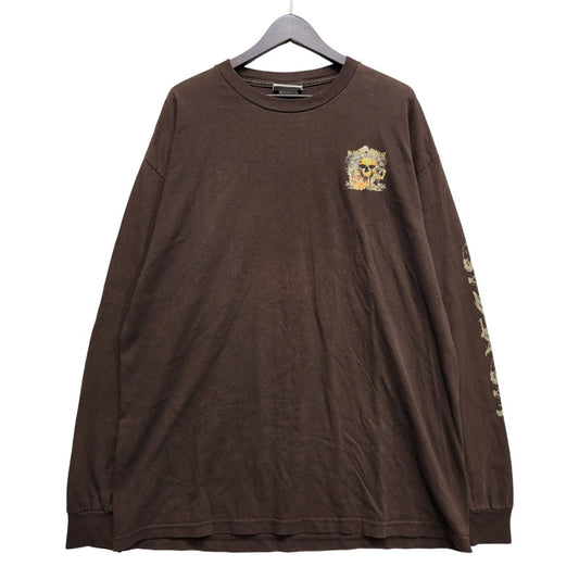 【中古品】【メンズ】 THE STRIP LAS VEGAS ザ・ストリップ ラスベガス SKULL LS TEE スカル ロングスリーブ Tシャツ 長袖 146-260707-as-08-izu サイズ：XL カラー：ブラウン 万代Net店