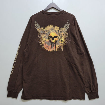 【中古品】【メンズ】 THE STRIP LAS VEGAS ザ・ストリップ ラスベガス SKULL LS TEE スカル ロングスリーブ Tシャツ 長袖 146-260707-as-08-izu サイズ：XL カラー：ブラウン 万代Net店