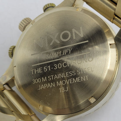【中古品】【メンズ/レディース】 NIXON ニクソン 300M STAINLESS STEEL JAPAN MOVEMENT THE 51-30 CHRONO ステンレススチール クロノ 腕時計 197-260708-as-20-izu カラー：ゴールド 万代Net店