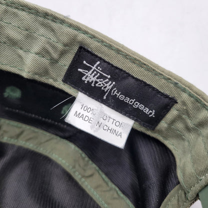 【中古品】【メンズ/レディース】 OLD STUSSY オールド ステューシー HEADGEAR TEXT PRINT WORK CAP ヘッドギア テキストプリント ワークキャップ 帽子 185-260708-as-17-izu サイズ：F カラー：カーキ 万代Net店