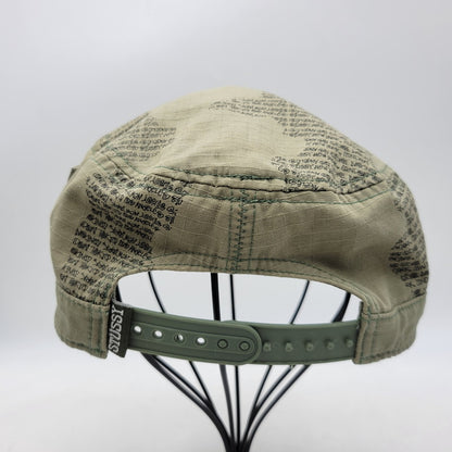 【中古品】【メンズ/レディース】 OLD STUSSY オールド ステューシー HEADGEAR TEXT PRINT WORK CAP ヘッドギア テキストプリント ワークキャップ 帽子 185-260708-as-17-izu サイズ：F カラー：カーキ 万代Net店