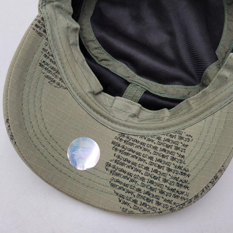 【中古品】【メンズ/レディース】 OLD STUSSY オールド ステューシー HEADGEAR TEXT PRINT WORK CAP ヘッドギア テキストプリント ワークキャップ 帽子 185-260708-as-17-izu サイズ：F カラー：カーキ 万代Net店