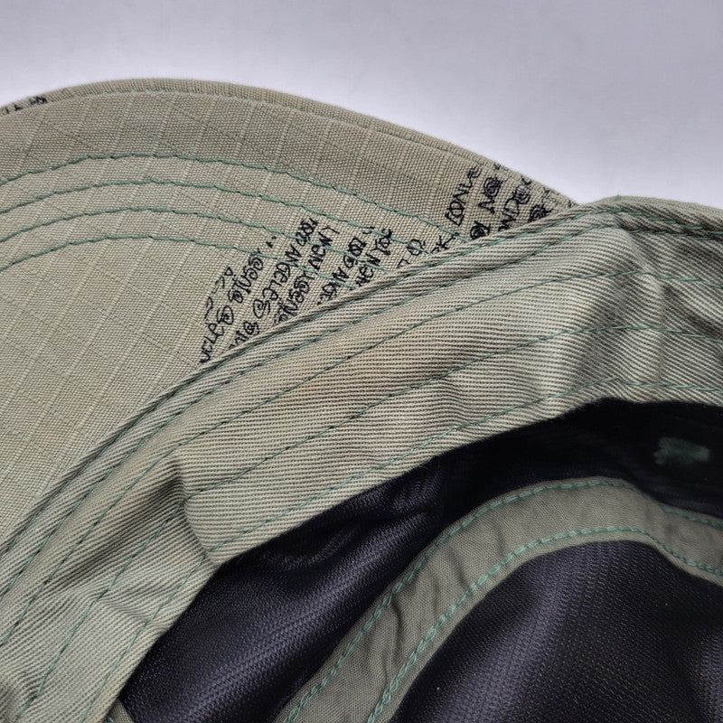 【中古品】【メンズ/レディース】 OLD STUSSY オールド ステューシー HEADGEAR TEXT PRINT WORK CAP ヘッドギア テキストプリント ワークキャップ 帽子 185-260708-as-17-izu サイズ：F カラー：カーキ 万代Net店