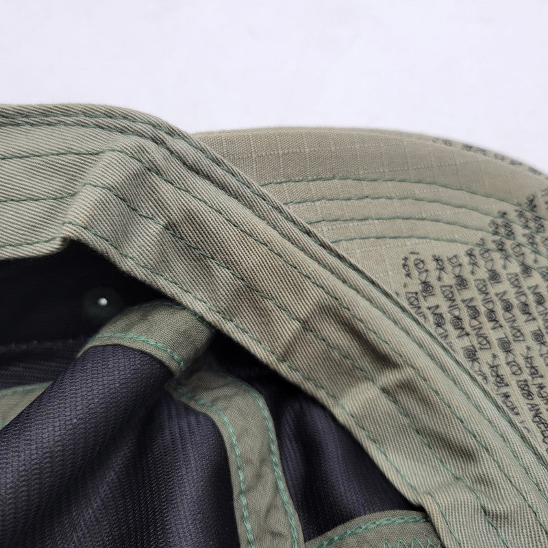 【中古品】【メンズ/レディース】 OLD STUSSY オールド ステューシー HEADGEAR TEXT PRINT WORK CAP ヘッドギア テキストプリント ワークキャップ 帽子 185-260708-as-17-izu サイズ：F カラー：カーキ 万代Net店