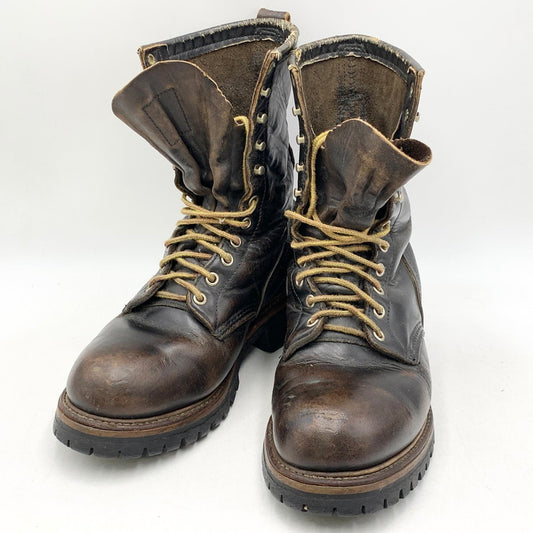 【現状渡し品】【メンズ/レディース】 RED WING レッドウィング PT91 プリント羽タグ 茶芯 90S LOGGER BOOTS ロガーブーツ シューズ 靴 164-260707-ya-04-izu サイズ：8D カラー：ブラック系 万代Net店