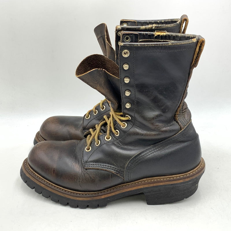 【現状渡し品】【メンズ/レディース】 RED WING レッドウィング PT91 プリント羽タグ 茶芯 90S LOGGER BOOTS ロガーブーツ シューズ 靴 164-260707-ya-04-izu サイズ：8D カラー：ブラック系 万代Net店