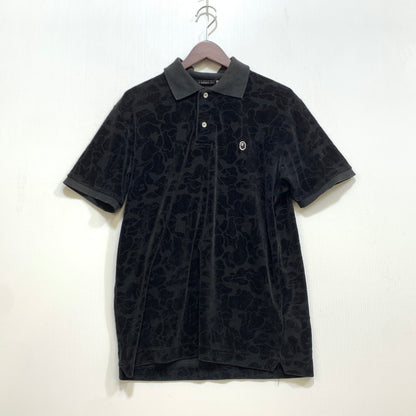 【中古品】【メンズ】 A BATHING APE アベイシングエイプ ジャガードシャドーカモパイル地 ポロシャツ 半袖 142-260708-yn-12-izu サイズ：M カラー：ブラック 万代Net店