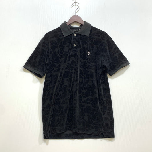 【中古品】【メンズ】 A BATHING APE アベイシングエイプ ジャガードシャドーカモパイル地 ポロシャツ 半袖 142-260708-yn-12-izu サイズ：M カラー：ブラック 万代Net店