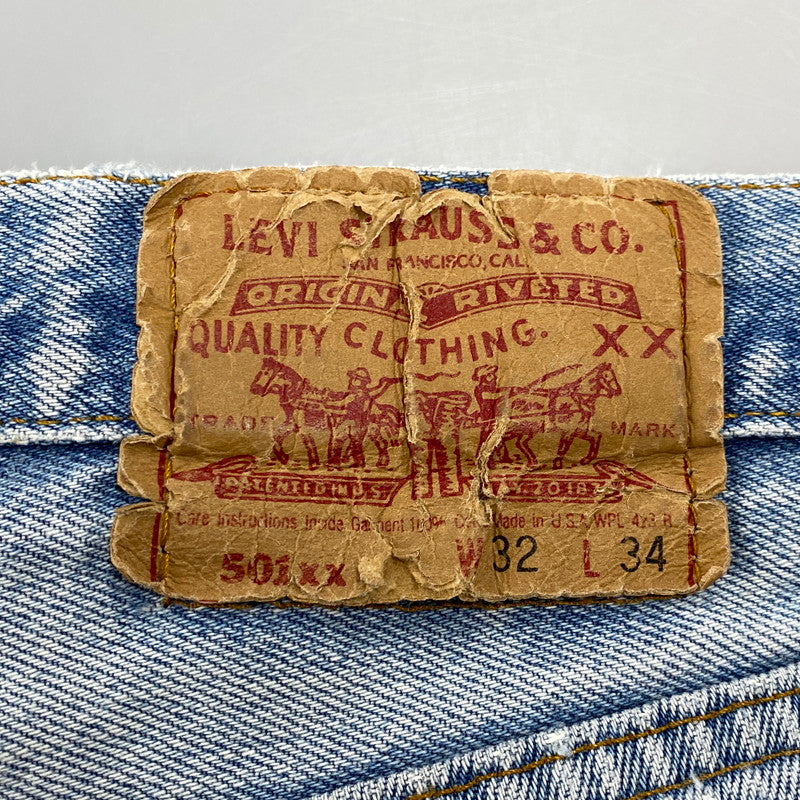【現状渡し品】【メンズ】 Levi's リーバイス 501XX DENIM PANTS デニムパンツ 刻印520 USA製 ジーンズ 157-260713-as-07-izu サイズ：32×34 カラー：ライトインディゴ 万代Net店
