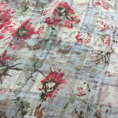 【中古品】【メンズ】 DIESEL ディーゼル FLOWER CHECK OPEN COLLAR S/S SHIRT フラワー チェック オープンカラー ショートスリーブ シャツ 半袖 141-260713-as-13-izu サイズ：46 カラー：マルチカラー 万代Net店