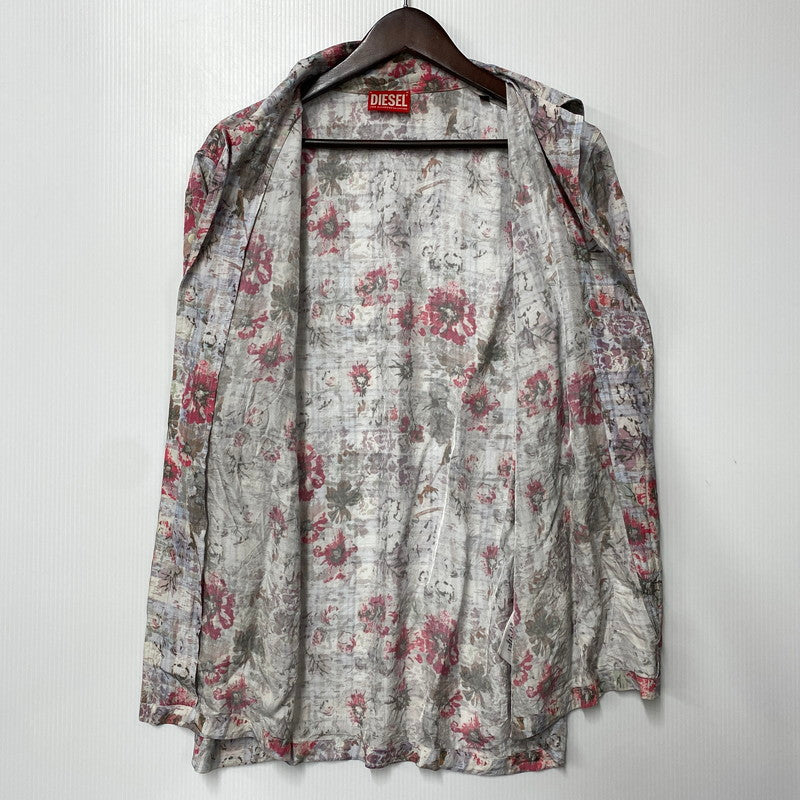【中古品】【メンズ】 DIESEL ディーゼル FLOWER CHECK OPEN COLLAR S/S SHIRT フラワー チェック オープンカラー ショートスリーブ シャツ 半袖 141-260713-as-13-izu サイズ：46 カラー：マルチカラー 万代Net店