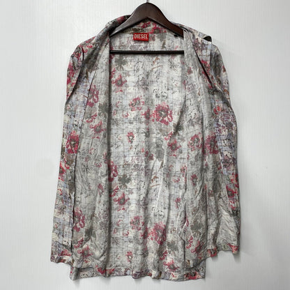 【中古品】【メンズ】 DIESEL ディーゼル FLOWER CHECK OPEN COLLAR S/S SHIRT フラワー チェック オープンカラー ショートスリーブ シャツ 半袖 141-260713-as-13-izu サイズ：46 カラー：マルチカラー 万代Net店