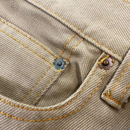 【中古品】【メンズ】 KOJIMA GENES OVER ALLS 児島ジーンズ DENIM PANTS デニムパンツ 切替 ジーンズ 156-260713-as-18-izu サイズ：32 カラー：インディゴ×ブラウン系 万代Net店