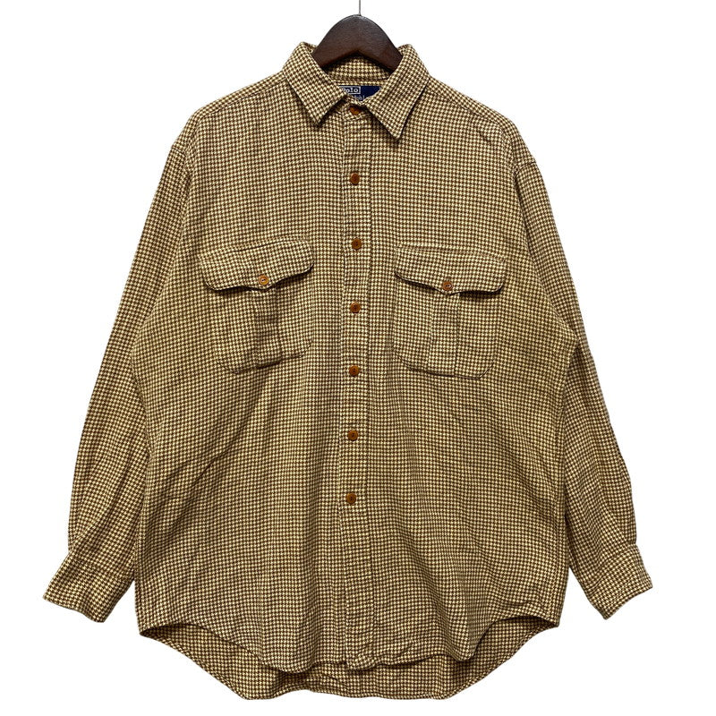 【中古品】【メンズ】 Polo by Ralph Lauren ポロバイラルフローレン L/S SHIRT ロングスリーブ シャツ 長袖 千鳥格子 146-260713-as-20-izu サイズ：M カラー：ベージュ×ブラウン 万代Net店