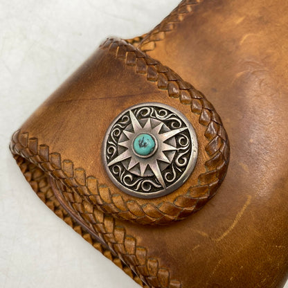 【中古品】【メンズ/レディース】 SAAD サード TURQUOISE CONCHO LEATHER LONG WALLET ターコイズ コンチョ レザー ロング ウォレット 財布 200-260709-kh-05-izu カラー：ブラウン 万代Net店