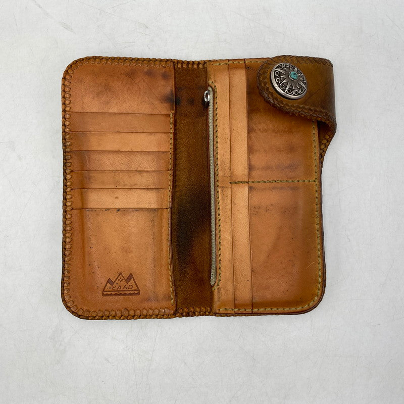 【中古品】【メンズ/レディース】 SAAD サード TURQUOISE CONCHO LEATHER LONG WALLET ターコイズ コンチョ レザー ロング ウォレット 財布 200-260709-kh-05-izu カラー：ブラウン 万代Net店