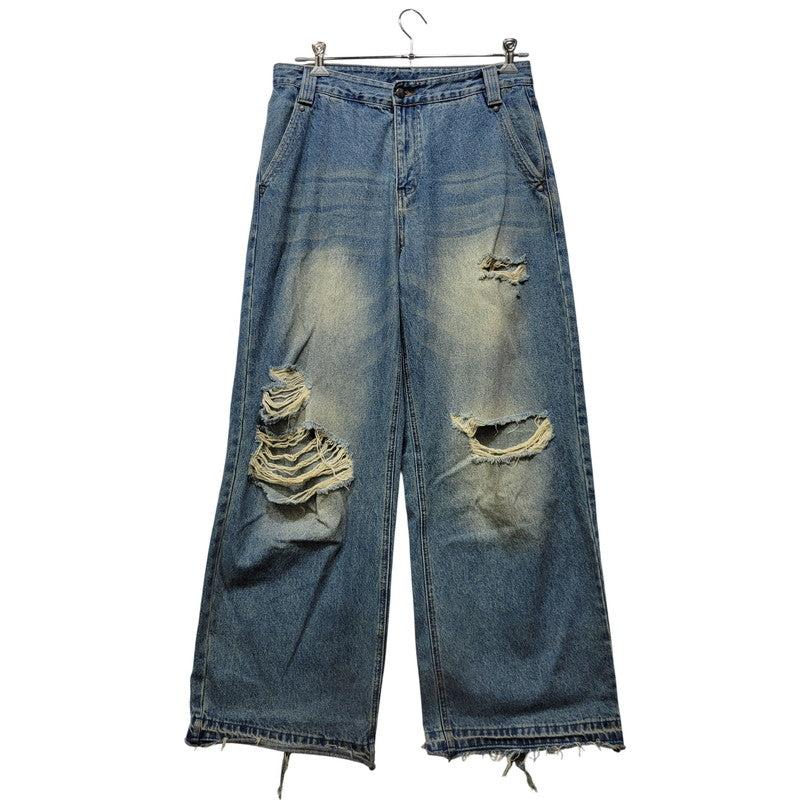 【中古品】【メンズ】 MASONPRINCE メイソンプリンス × THE GOD PARTICLE セミワイド ダメージ加工 デニムパンツ ジーンズ 158-260713-as-31-izu サイズ：4 カラー：インディゴ 万代Net店