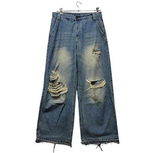 【中古品】【メンズ】 MASONPRINCE メイソンプリンス × THE GOD PARTICLE セミワイド ダメージ加工 デニムパンツ ジーンズ 158-260713-as-31-izu サイズ：4 カラー：インディゴ 万代Net店