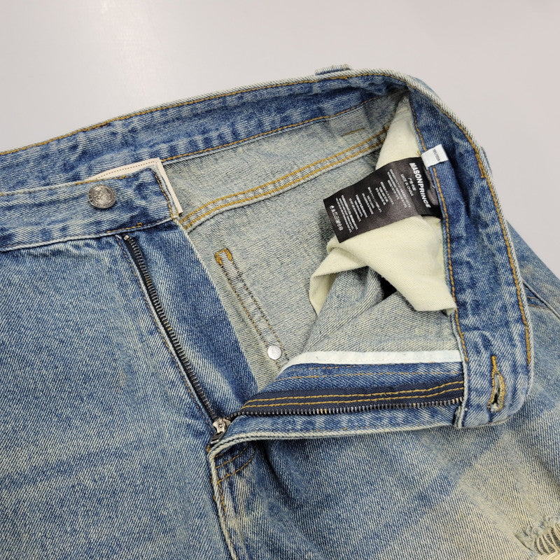 【中古品】【メンズ】 MASONPRINCE メイソンプリンス × THE GOD PARTICLE セミワイド ダメージ加工 デニムパンツ ジーンズ 158-260713-as-31-izu サイズ：4 カラー：インディゴ 万代Net店