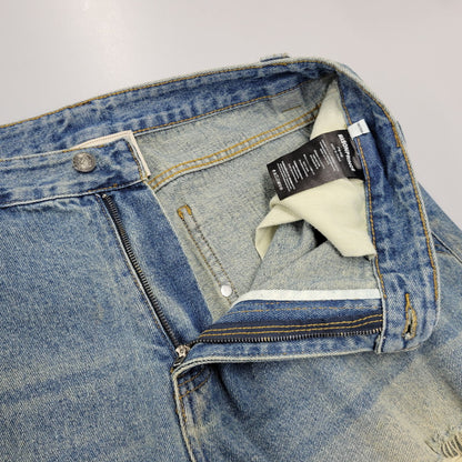 【中古品】【メンズ】 MASONPRINCE メイソンプリンス × THE GOD PARTICLE セミワイド ダメージ加工 デニムパンツ ジーンズ 158-260713-as-31-izu サイズ：4 カラー：インディゴ 万代Net店
