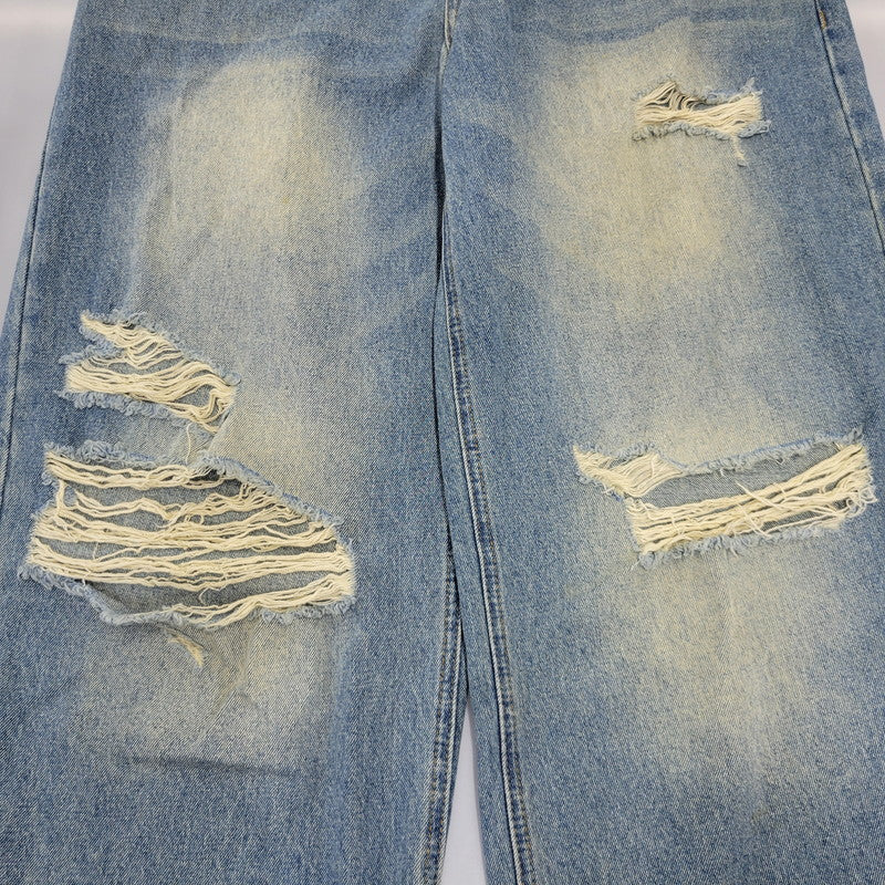 【中古品】【メンズ】 MASONPRINCE メイソンプリンス × THE GOD PARTICLE セミワイド ダメージ加工 デニムパンツ ジーンズ 158-260713-as-31-izu サイズ：4 カラー：インディゴ 万代Net店