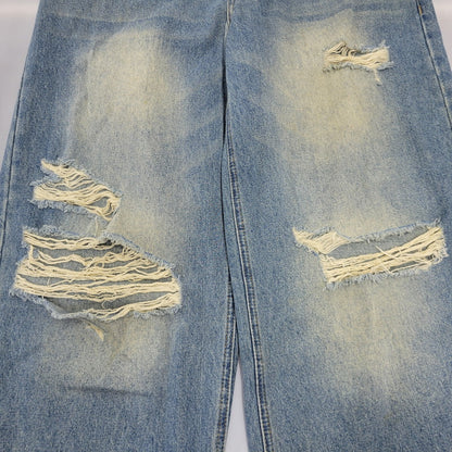 【中古品】【メンズ】 MASONPRINCE メイソンプリンス × THE GOD PARTICLE セミワイド ダメージ加工 デニムパンツ ジーンズ 158-260713-as-31-izu サイズ：4 カラー：インディゴ 万代Net店