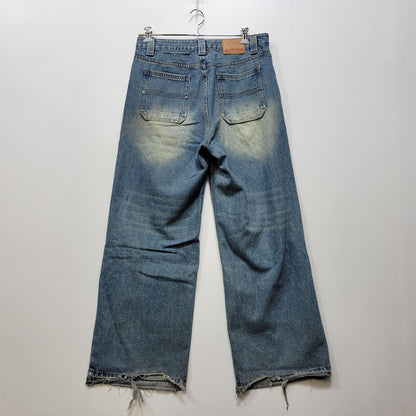 【中古品】【メンズ】 MASONPRINCE メイソンプリンス × THE GOD PARTICLE セミワイド ダメージ加工 デニムパンツ ジーンズ 158-260713-as-31-izu サイズ：4 カラー：インディゴ 万代Net店