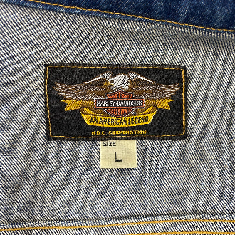 【中古品】【メンズ】 HARLEY-DAVIDSON ハーレーダビッドソン 90S H.D.C. CORP PATCH DENIM TRACKER JACKET エイチディーシー コープ パッチ デニム トラッカージャケット アウター 146-260709-ya-03-izu サイズ：L カラー：インディゴ 万代Net店