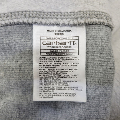 【中古品】【メンズ】 CARHARTT WIP カーハートダブリューアイピー AMERICAN SCRIPT SWEATSHIRT I025475 アメリカンスクリプト スウェット トレーナー 142-260713-as-29-izu サイズ：XL カラー：グレー 万代Net店