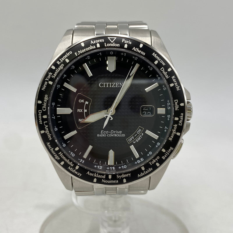 【中古品】【メンズ/レディース】 CITIZEN シチズン ECO-DRIVE H145-S073553 エコドライブ アナログ 電波ソーラー 腕時計 197-260711-as-20-izu カラー：シルバー×ブラック 万代Net店