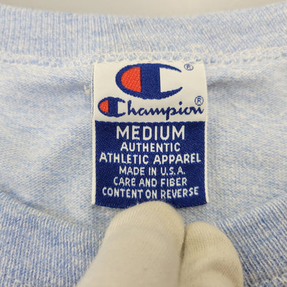 【中古品】【メンズ】 Champion チャンピオン NOTRE DAME SS TEE ノートルダム ショートスリーブ Tシャツ 半袖 刺繍青タグ 146-260713-as-28-izu サイズ：M カラー：ライトブルー 万代Net店