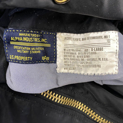 【中古品】【メンズ】 ALPHA INDUSTRIES アルファ インダストリーズ 615-37901 MA-1 FLIGHT JACKET フライト ジャケット アウター 145-260709-ya-04-izu サイズ：XL カラー：ブラック×オレンジ 万代Net店