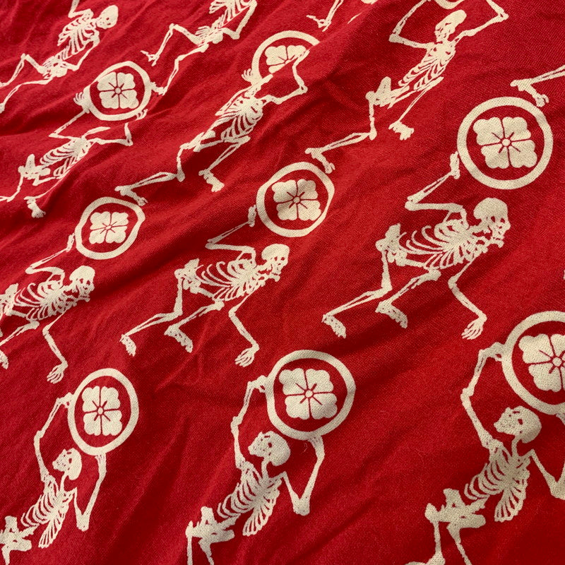 【中古品】【メンズ】 EVISU エヴィス スカル×家紋 総柄 SS POLO SHIRT ショートスリーブ ポロ シャツ トップス 145-260716-kh-10-izu サイズ：3 カラー：レッド×ベージュ系 万代Net店