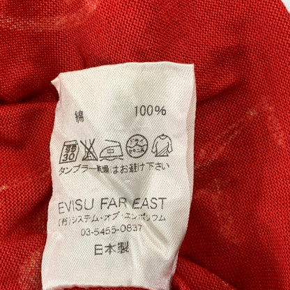 【中古品】【メンズ】 EVISU エヴィス スカル×家紋 総柄 SS POLO SHIRT ショートスリーブ ポロ シャツ トップス 145-260716-kh-10-izu サイズ：3 カラー：レッド×ベージュ系 万代Net店