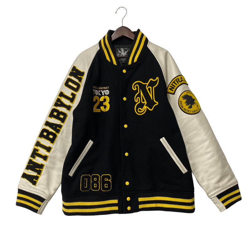 【中古品】【メンズ】 NITRAID ナイトレイド NR011-HJ07 MELTON STADIUM JUMPER メルトン スタジアム ジャンパー アウター 142-260710-cs-10-izu サイズ：2XL カラー：ブラック×ホワイト 万代Net店