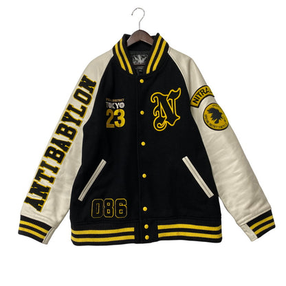 【中古品】【メンズ】 NITRAID ナイトレイド NR011-HJ07 MELTON STADIUM JUMPER メルトン スタジアム ジャンパー アウター 142-260710-cs-10-izu サイズ：2XL カラー：ブラック×ホワイト 万代Net店