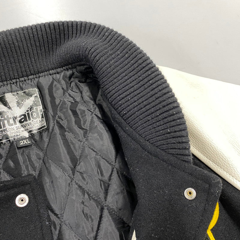【中古品】【メンズ】 NITRAID ナイトレイド NR011-HJ07 MELTON STADIUM JUMPER メルトン スタジアム ジャンパー アウター 142-260710-cs-10-izu サイズ：2XL カラー：ブラック×ホワイト 万代Net店
