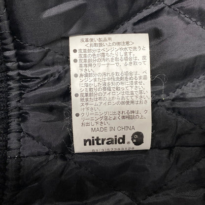 【中古品】【メンズ】 NITRAID ナイトレイド NR011-HJ07 MELTON STADIUM JUMPER メルトン スタジアム ジャンパー アウター 142-260710-cs-10-izu サイズ：2XL カラー：ブラック×ホワイト 万代Net店