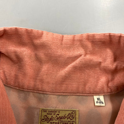 【中古品】【メンズ】 STYLE EYES スタイルアイズ SE25171 50STASTE CORDUROY OPEN COLOR SHIRT コーデュロイ オープン カラー シャツ トップス 長袖 145-260710-cs-06-izu サイズ：XL カラー：ピンク×ブラック 万代Net店