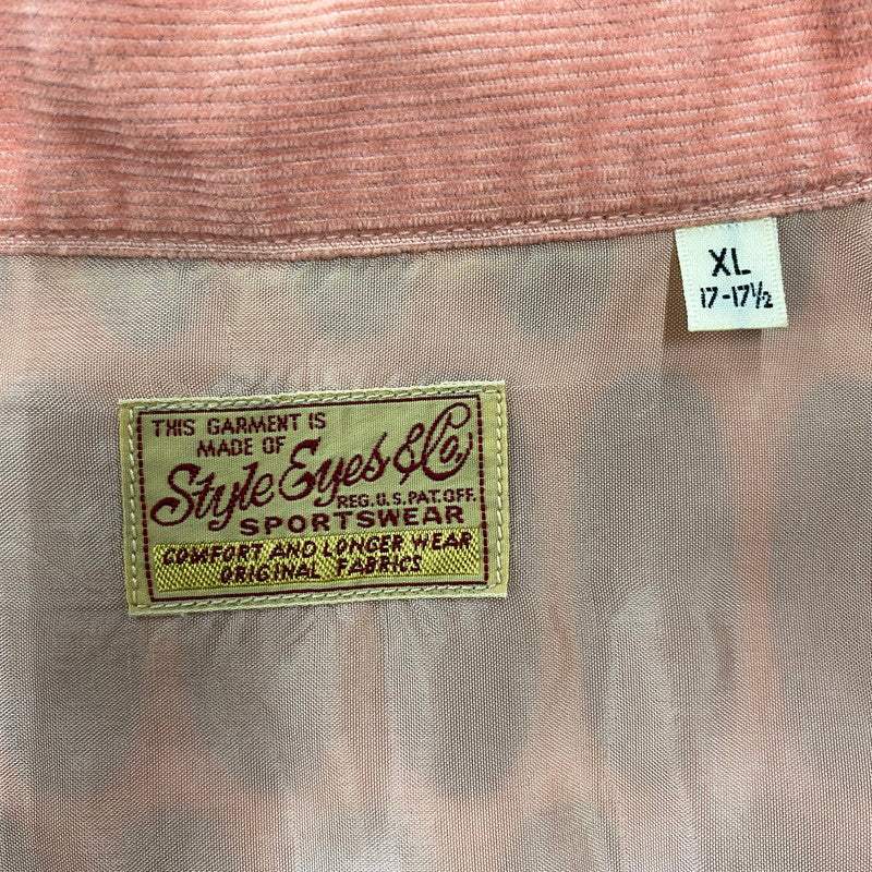 【中古品】【メンズ】 STYLE EYES スタイルアイズ SE25171 50STASTE CORDUROY OPEN COLOR SHIRT コーデュロイ オープン カラー シャツ トップス 長袖 145-260710-cs-06-izu サイズ：XL カラー：ピンク×ブラック 万代Net店