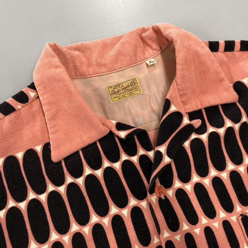 【中古品】【メンズ】 STYLE EYES スタイルアイズ SE25171 50STASTE CORDUROY OPEN COLOR SHIRT コーデュロイ オープン カラー シャツ トップス 長袖 145-260710-cs-06-izu サイズ：XL カラー：ピンク×ブラック 万代Net店
