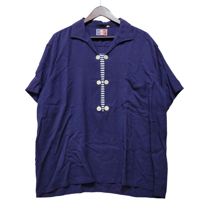 【中古品】【メンズ】 USED REMAKE PULLOVER SHIRT リメイク プルオーバー シャツ 半袖 146-260715-as-06-izu サイズ：XL カラー：ネイビー 万代Net店