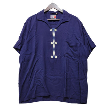 【中古品】【メンズ】 USED REMAKE PULLOVER SHIRT リメイク プルオーバー シャツ 半袖 146-260715-as-06-izu サイズ：XL カラー：ネイビー 万代Net店