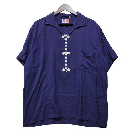 【中古品】【メンズ】 USED REMAKE PULLOVER SHIRT リメイク プルオーバー シャツ 半袖 146-260715-as-06-izu サイズ：XL カラー：ネイビー 万代Net店