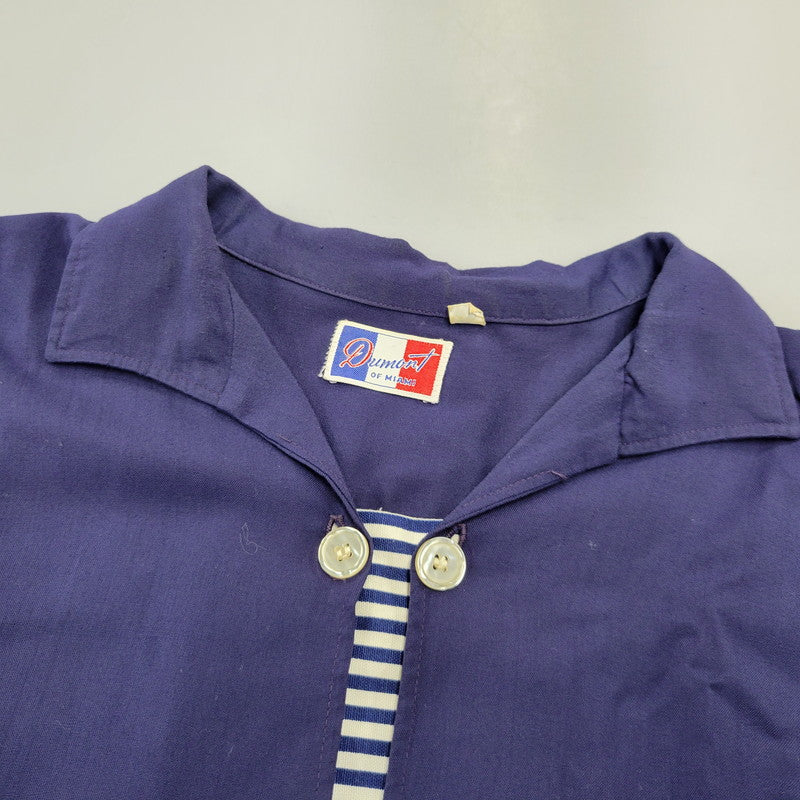 【中古品】【メンズ】 USED REMAKE PULLOVER SHIRT リメイク プルオーバー シャツ 半袖 146-260715-as-06-izu サイズ：XL カラー：ネイビー 万代Net店