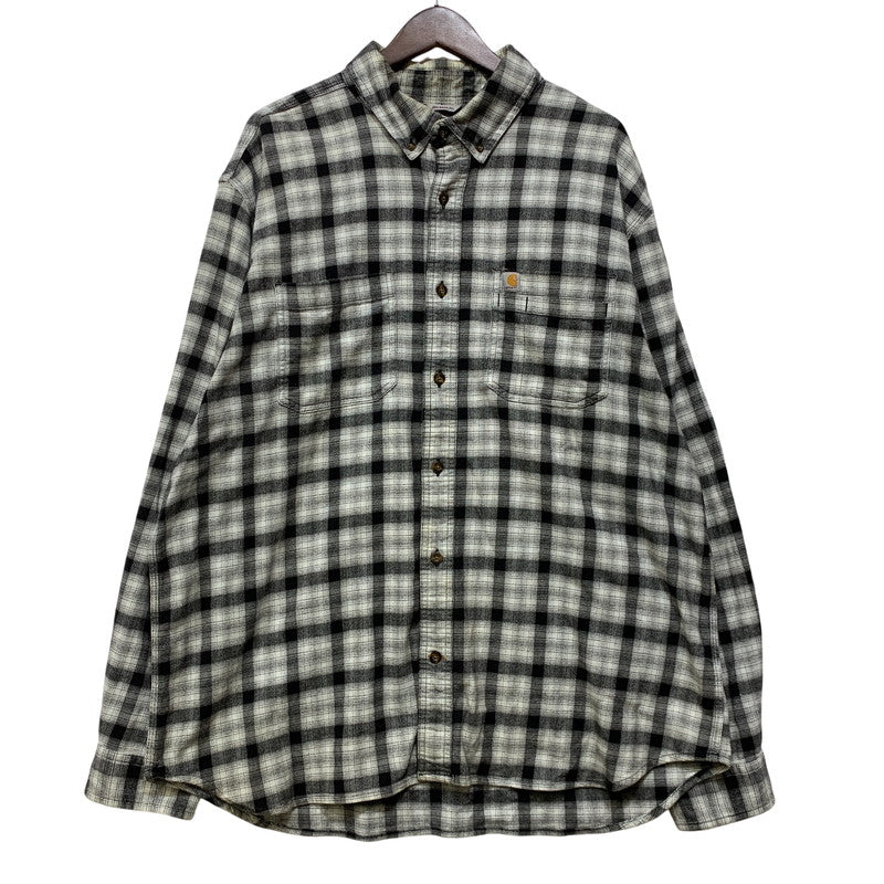 【中古品】【メンズ】 CARHARTT カーハート 104448120 RELAXED FIT FLANNEL SHIRT リラックスド フィット フランネル シャツ トップス 長袖 146-260730-cs-18-izu サイズ：XL カラー：ブラック×ホワイト 万代Net店