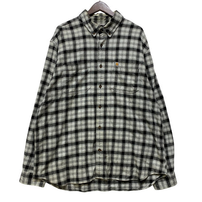 【中古品】【メンズ】 CARHARTT カーハート 104448120 RELAXED FIT FLANNEL SHIRT リラックスド フィット フランネル シャツ トップス 長袖 146-260730-cs-18-izu サイズ：XL カラー：ブラック×ホワイト 万代Net店