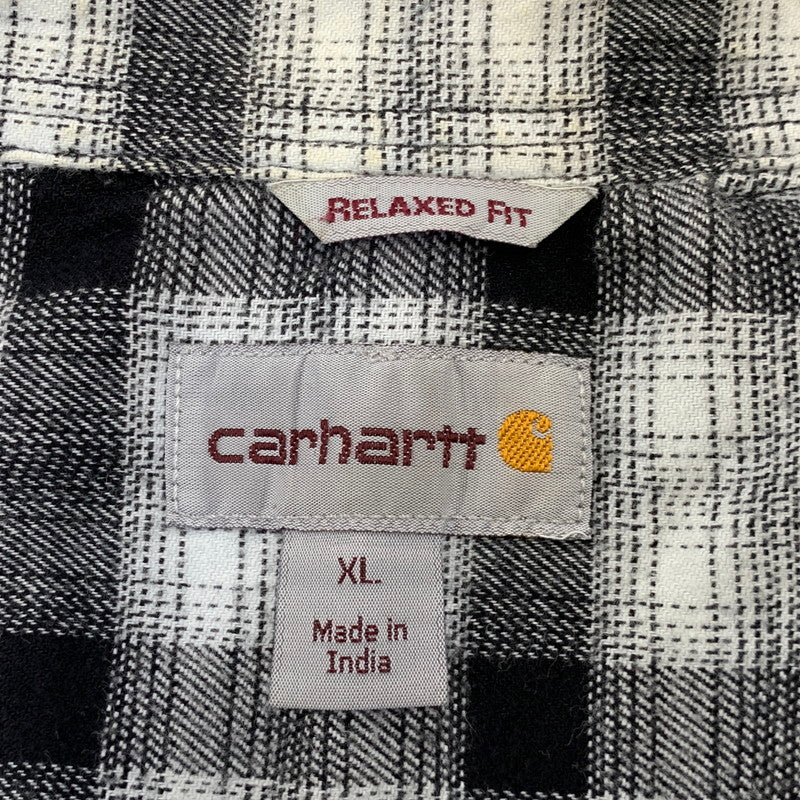 【中古品】【メンズ】 CARHARTT カーハート 104448120 RELAXED FIT FLANNEL SHIRT リラックスド フィット フランネル シャツ トップス 長袖 146-260730-cs-18-izu サイズ：XL カラー：ブラック×ホワイト 万代Net店