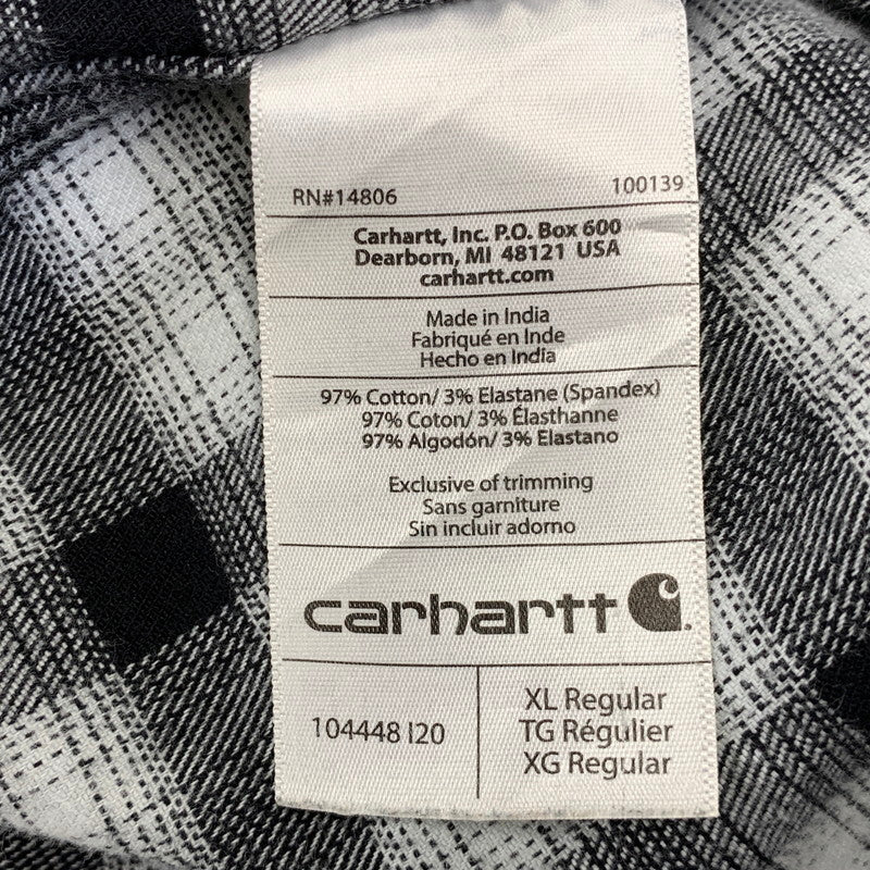 【中古品】【メンズ】 CARHARTT カーハート 104448120 RELAXED FIT FLANNEL SHIRT リラックスド フィット フランネル シャツ トップス 長袖 146-260730-cs-18-izu サイズ：XL カラー：ブラック×ホワイト 万代Net店